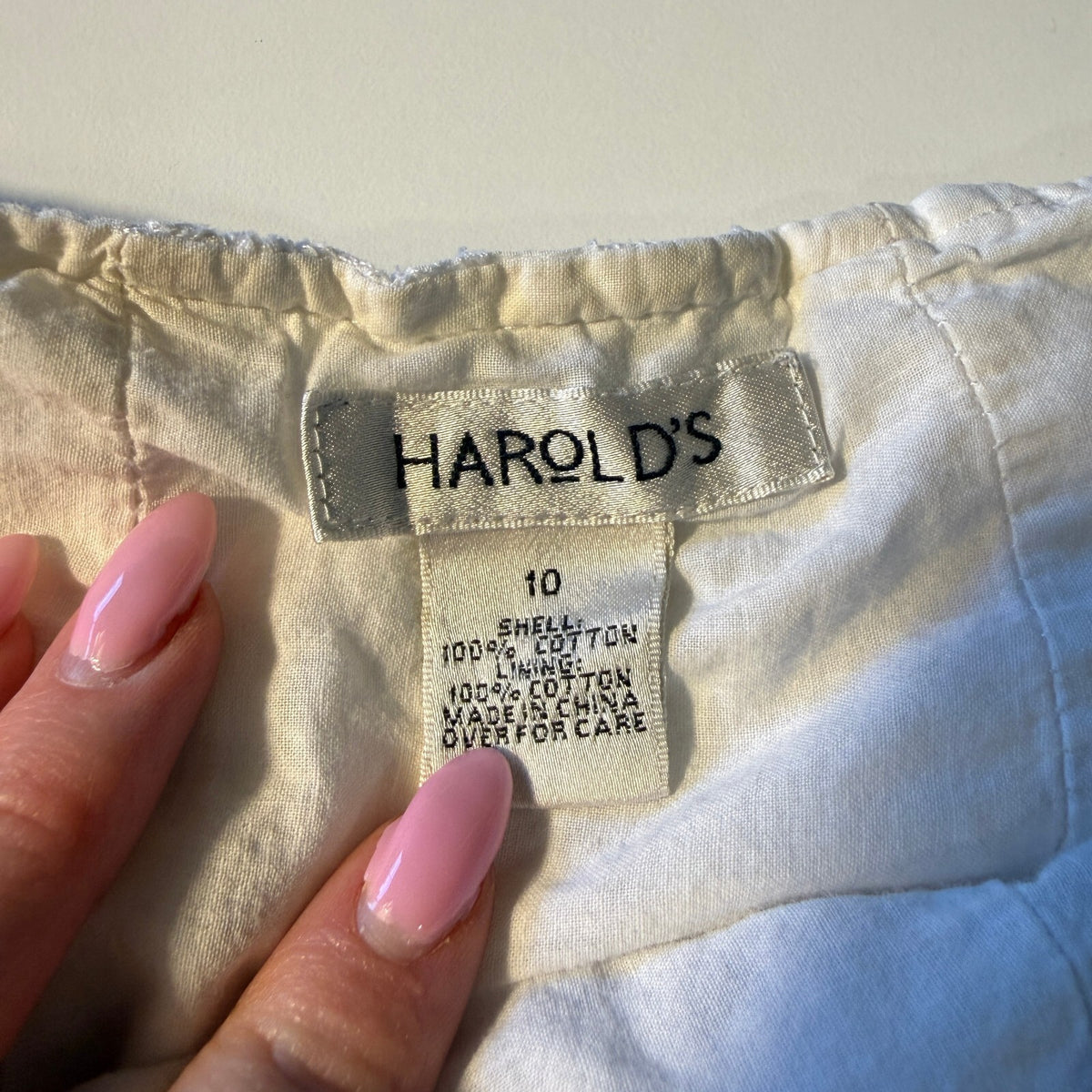 Harold's White Cotton Eyelet Lace Skirt Ruffle Hem Cottagecore Boho Sz 10