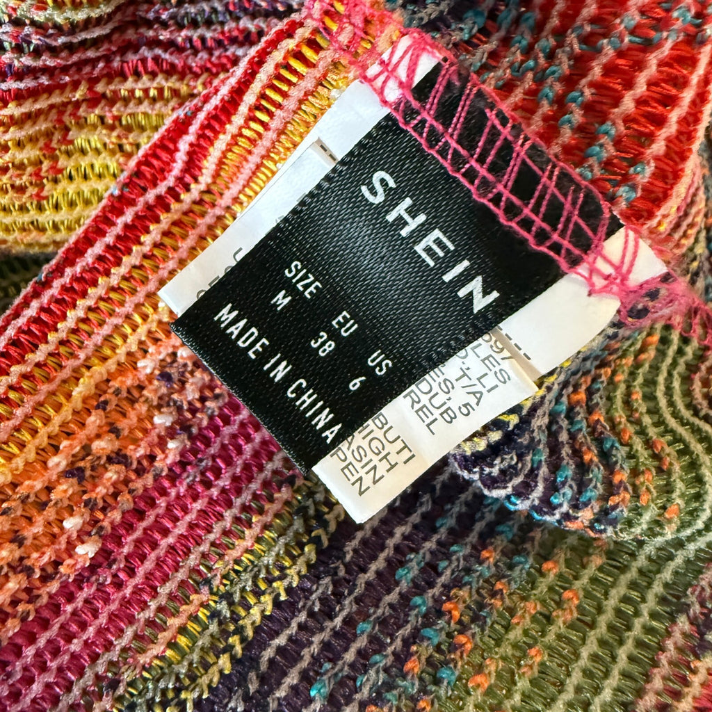 Women's Knit Colorful Strapless Striped Dress SHEIN Size Medium