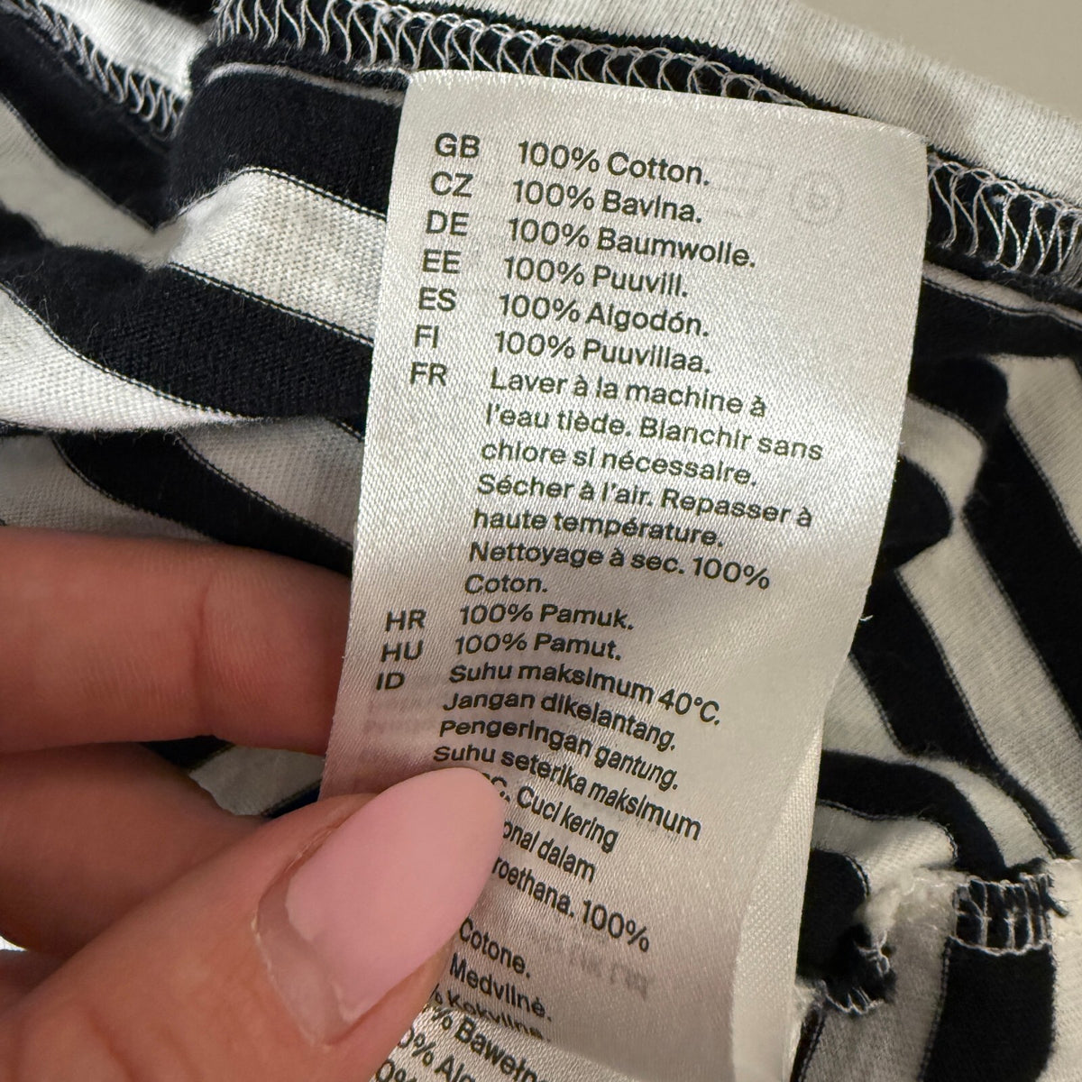 Cos Striped V-Neck Cotton Quiet Luxury Corporate Back to School Fall Layering