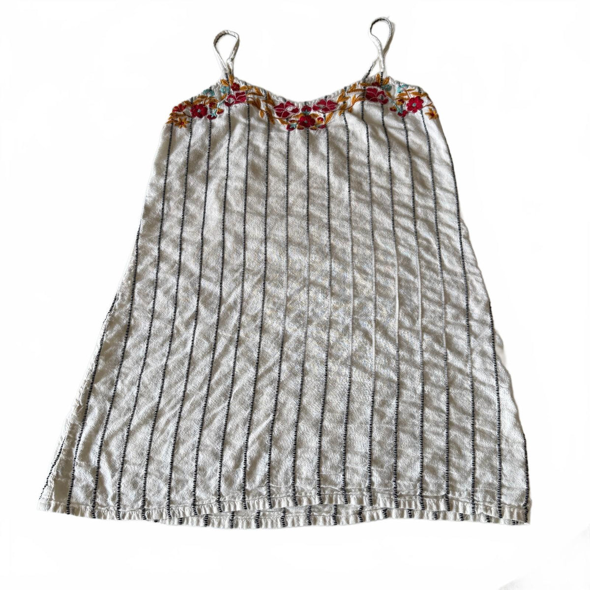 Bohemian World Market Lightweight Embroidered Striped Women's Mini Dress S/M