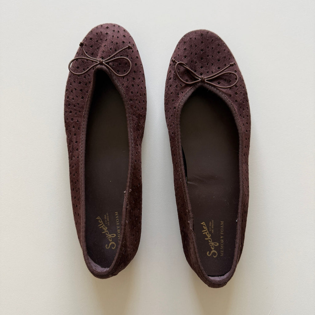 Seychelles Memory Foam Ballet Flats Women's Brown with Bow Detail, Size 9 1/2