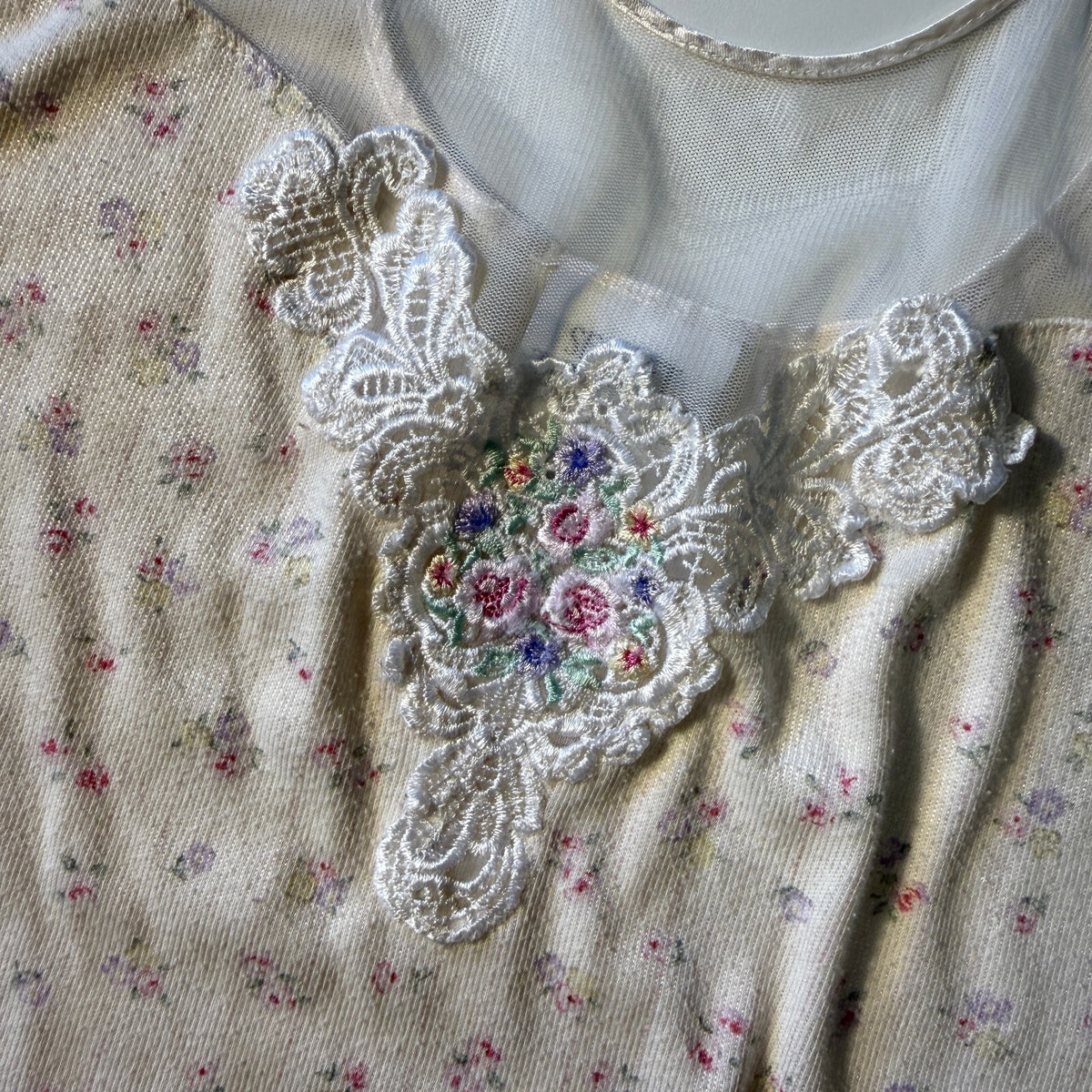 Secret Treasures Floral Mesh Lace Cami Tank Cottagecore Fairycore Vintage 90s