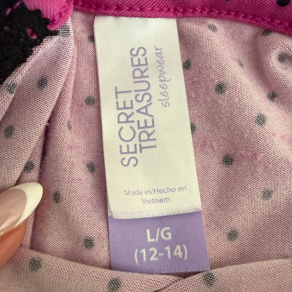 Secret Treasures Women's Polka Dot Pink and Black Slipdress Women's Large