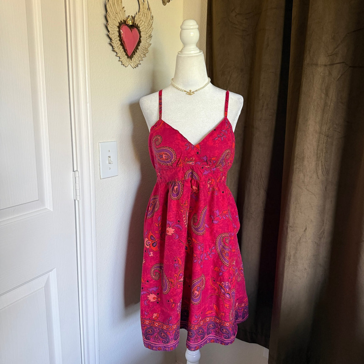 thriftalina No Boundaries Y2K Early 2000s Fairycore Paisley Sundress Boho Cottagecore Sz L