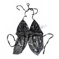 Adika Women's Sheer Zebra Print Halter Top Size XS Black and White