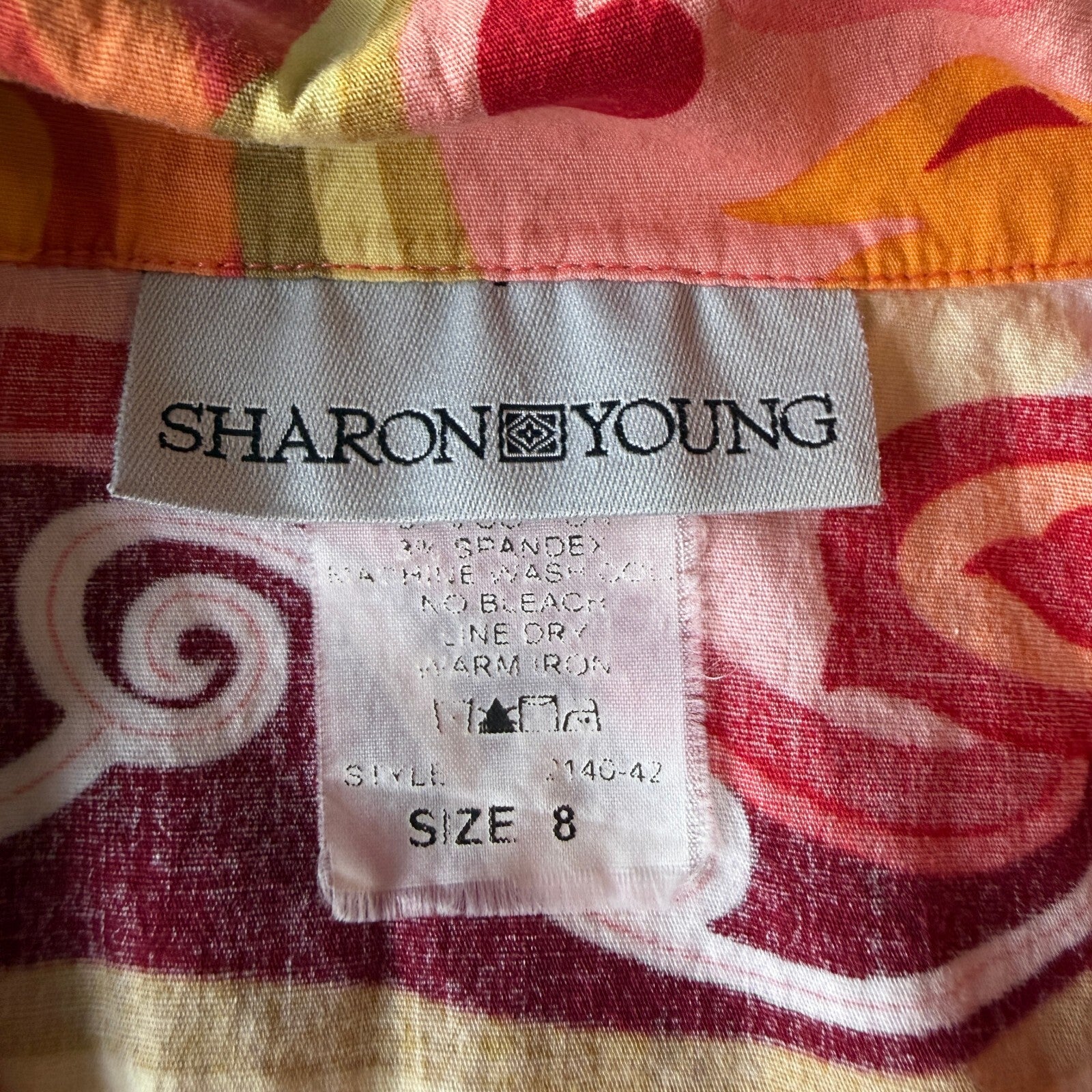 Sharon Young Vintage 1970s Style Multicolor Cotton Blend Button-Up Shirt Size 8