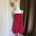 Princess Polly Red Polka Dot Frilly Ruffled Hem Wrap Detail Mini Dress Size 8