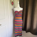 Women's Knit Colorful Strapless Striped Dress SHEIN Size Medium