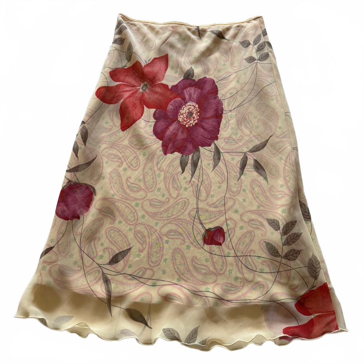 Vintage 1990s Floral Midi Skirt Size Small Made in USA Jonathan Martin