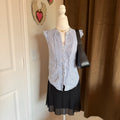 Preppy J. Crew Sleeveless Cotton Linen Blue Striped Button Up Women's Sz XS 00
