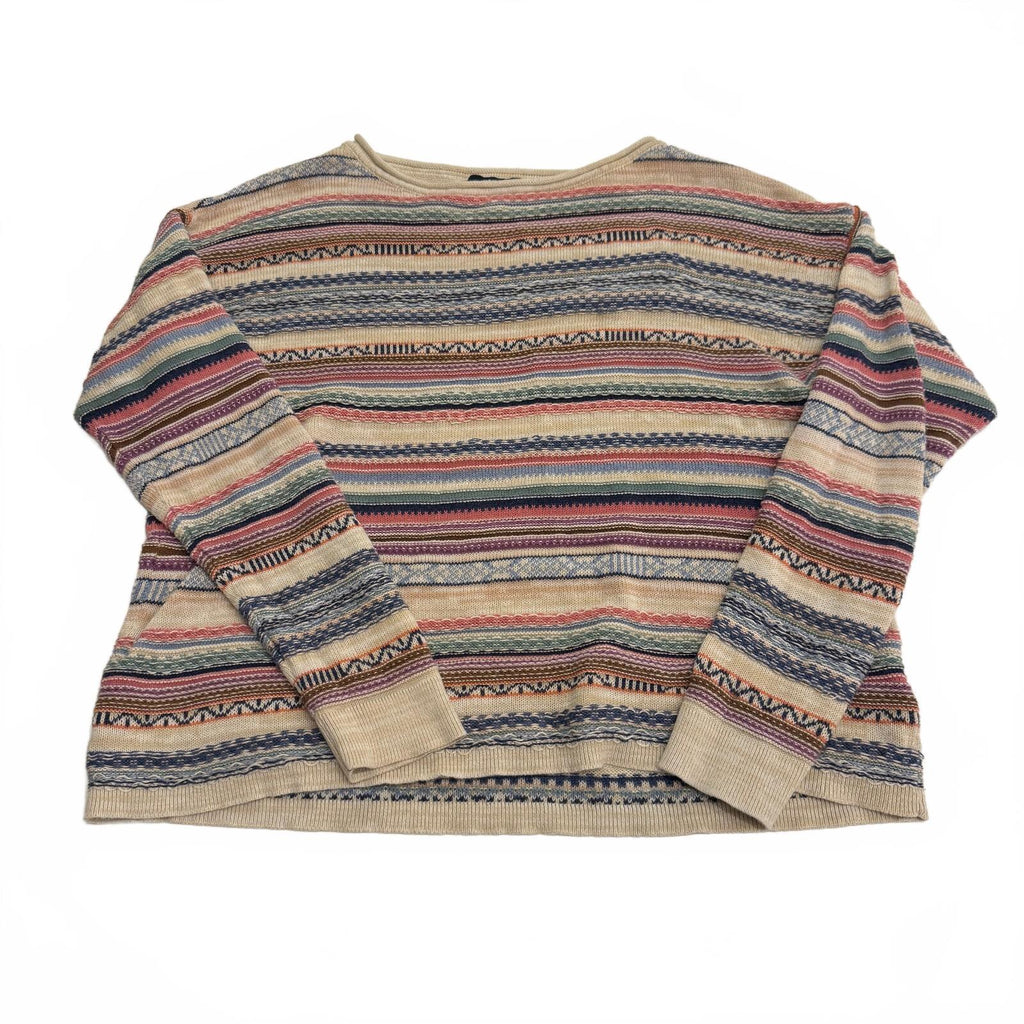 Chaps Fisherman Preppy Fall Striped Cotton Blend Sweater Long Sleeve Crew Neck