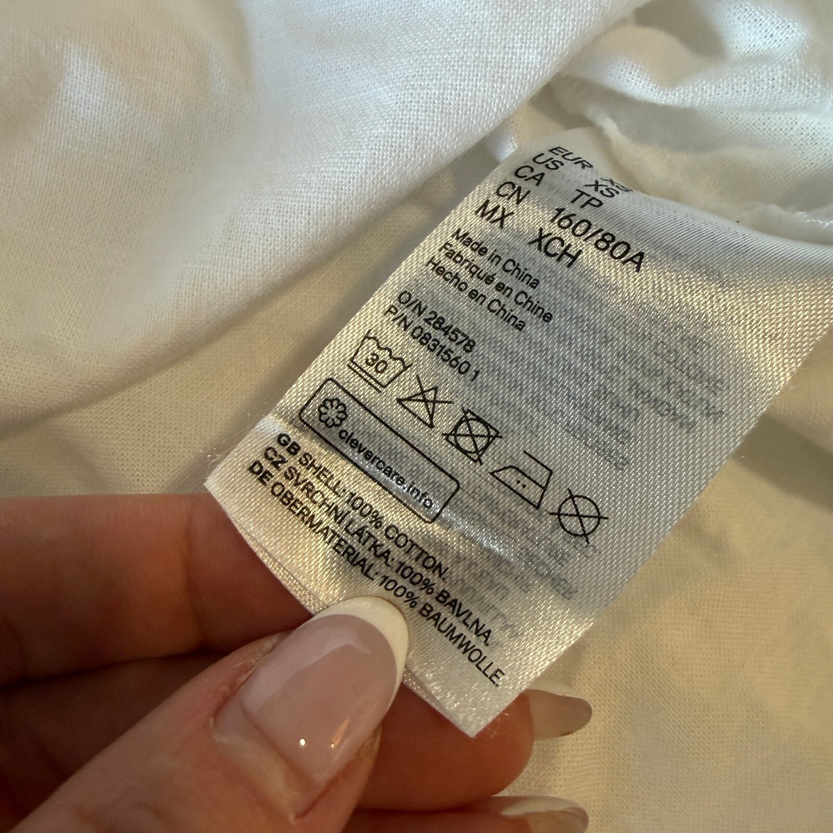 H&M White Cotton Poplin Puff Sleeve Cottagecore Smocked Blouse Women's XS