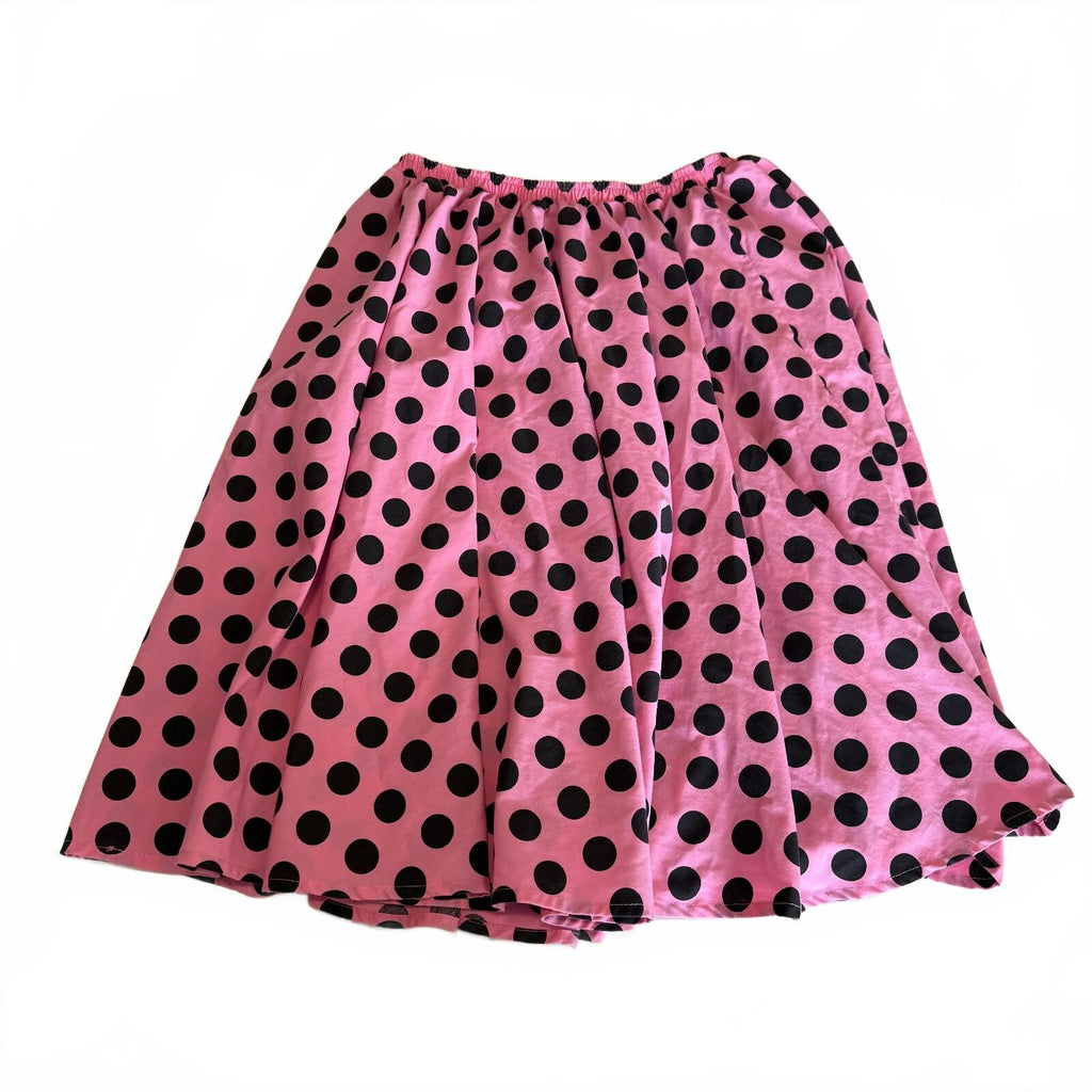 Vintage Pink & Black Polka Dot Women's Pleated Skirt No Size