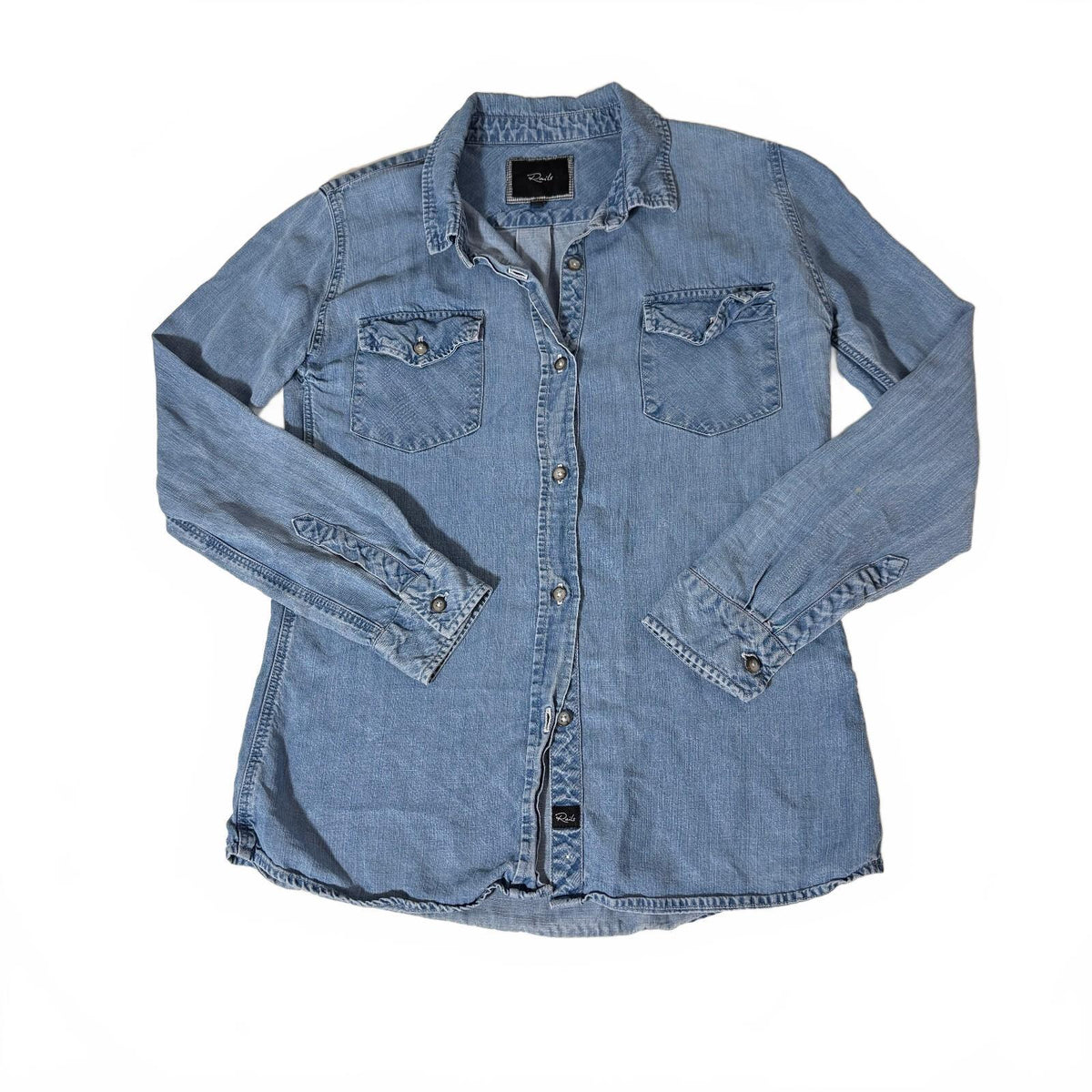 Rails Women's Designer Denim Chambray Western Button-Down Sz S Fall Luxury