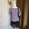 Talbots Pima Cotton Purple Navy Paisley Print Short Sleeve Top Size XS