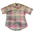 Ralph Lauren Pink Green Madras Plaid Short Sleeve Button Shirt 100% Cotton Sz Lg