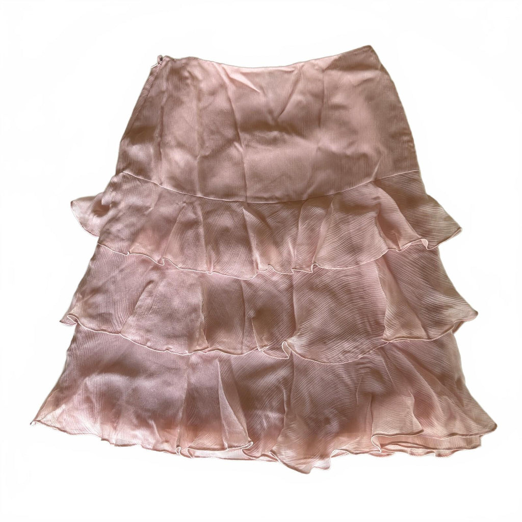 Lauren Ralph Lauren Vintage Tiered Pink Skirt Coquette Ballerina Silk Ruffled