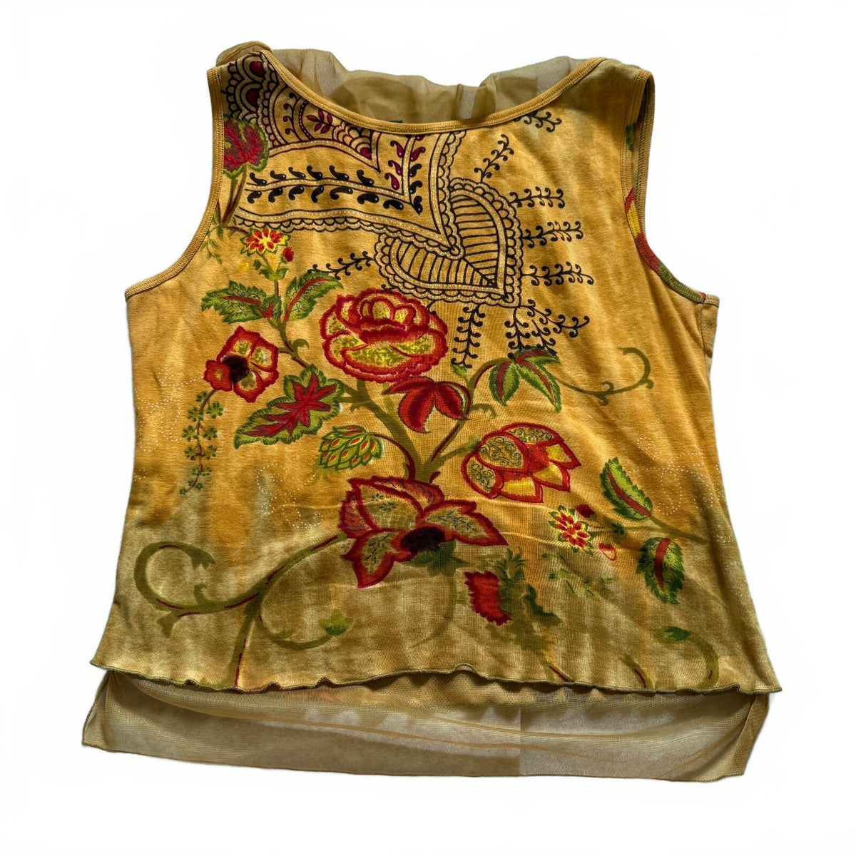 thriftalina Ash & Sara Y2K Boho Floral Whimsical Practical Magic Layered Sleeveless Blouse