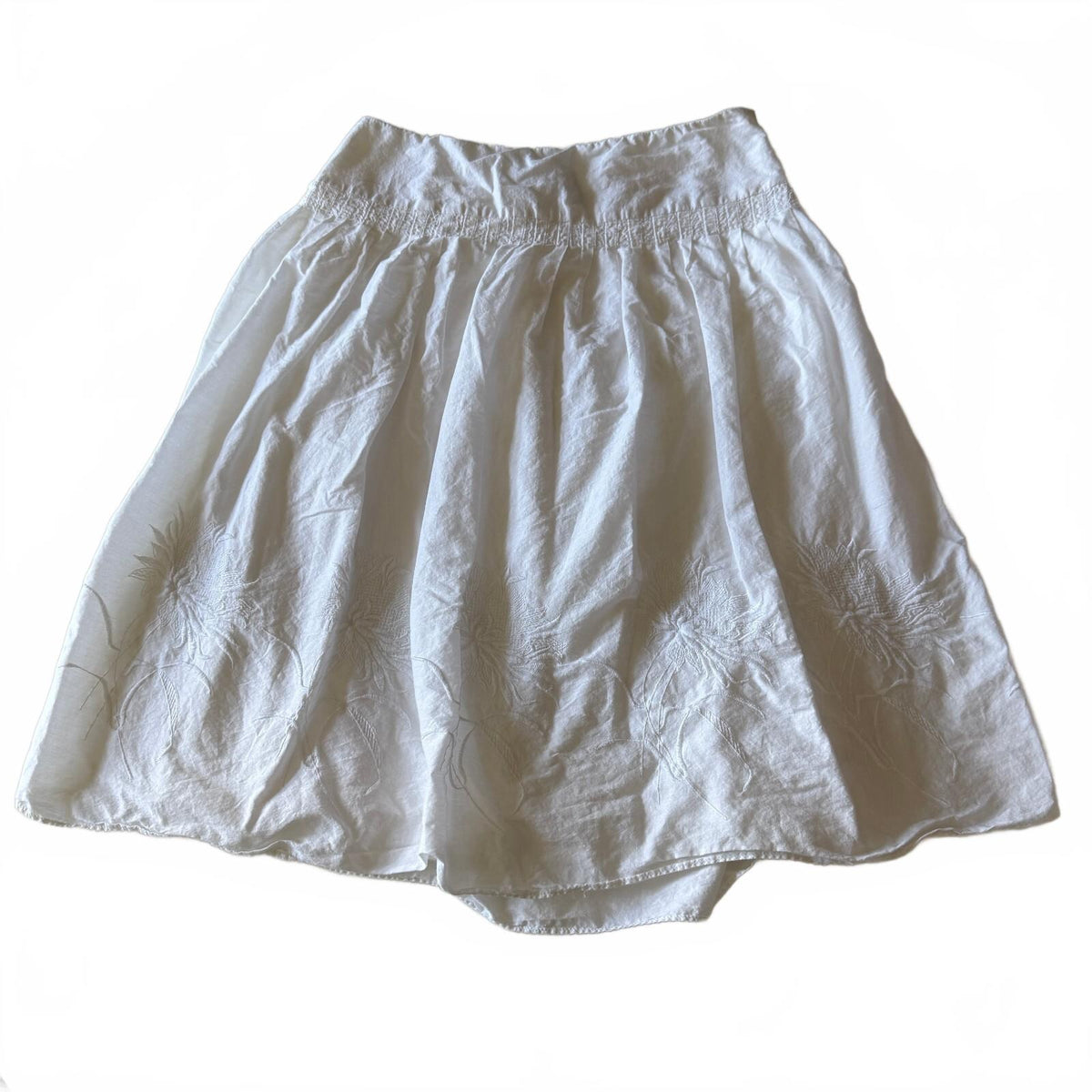 Ann Taylor White Cotton Floral Embroidered Mini Skirt Cottagecore Boho Sz 0