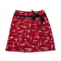 NYCC New York Clothing Co Red Doodle Print A-Line Mini Skirt Bow 34in Waist