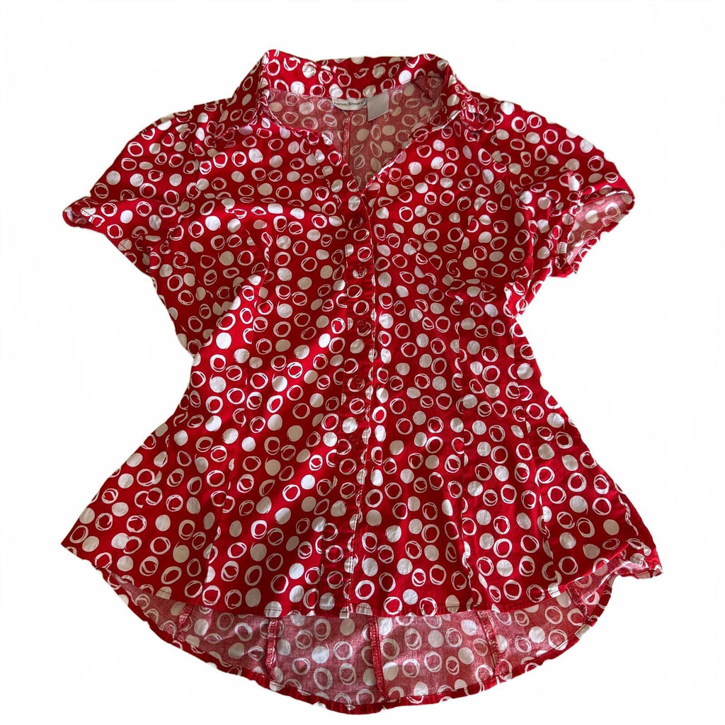 Vintage Harve Benard Women's Polka Dot Collared Blouse Size Large