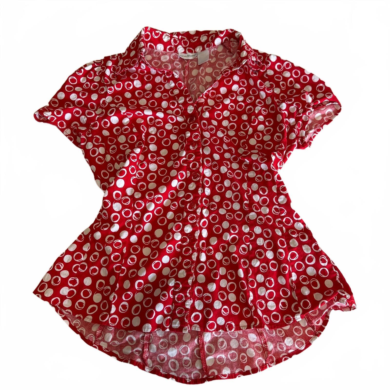 Vintage Harve Benard Women's Polka Dot Collared Blouse Size Large