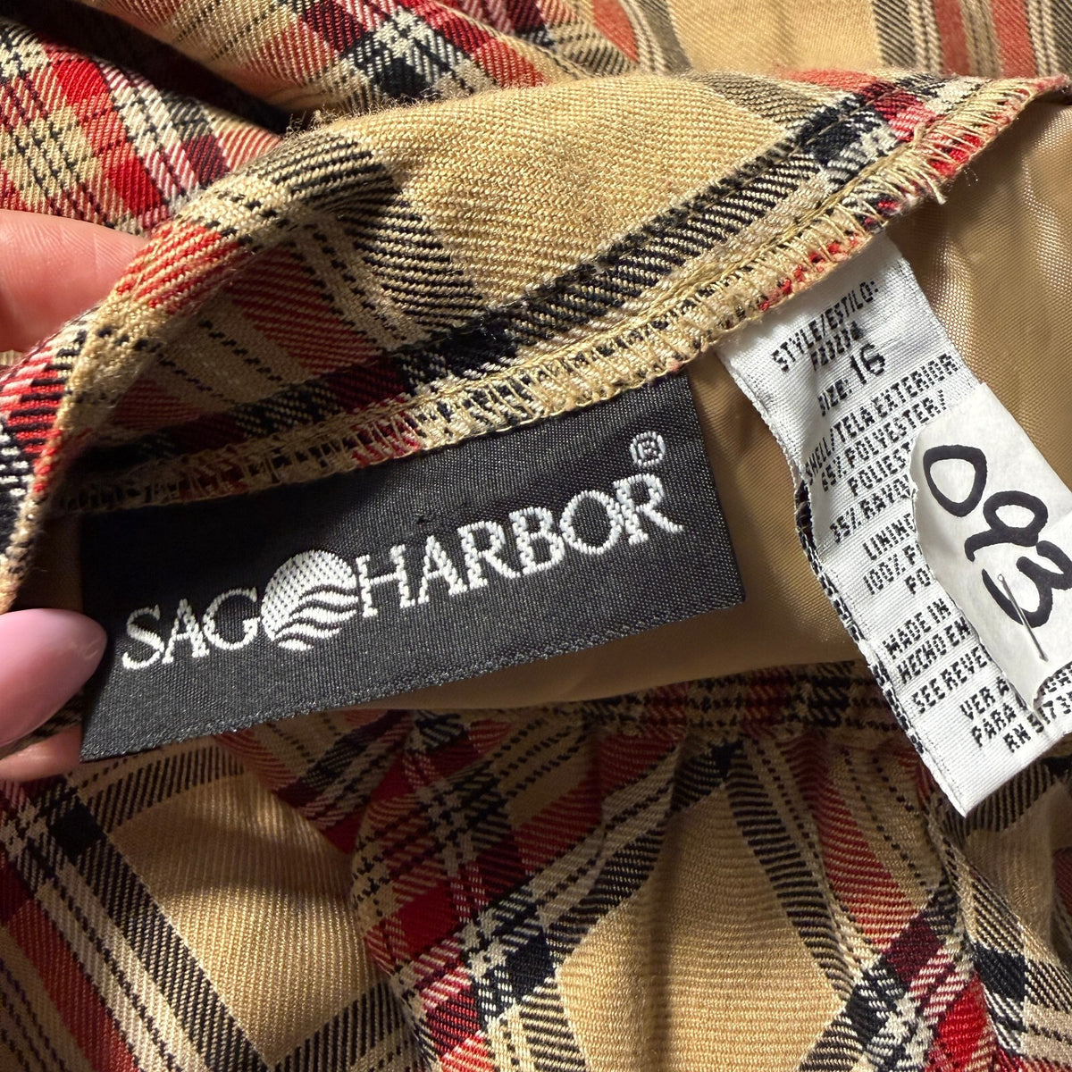Sag Harbor Vintage 80s 90s Ladies Plaid Maxi Skirt Preppy Size 16 Secretarial