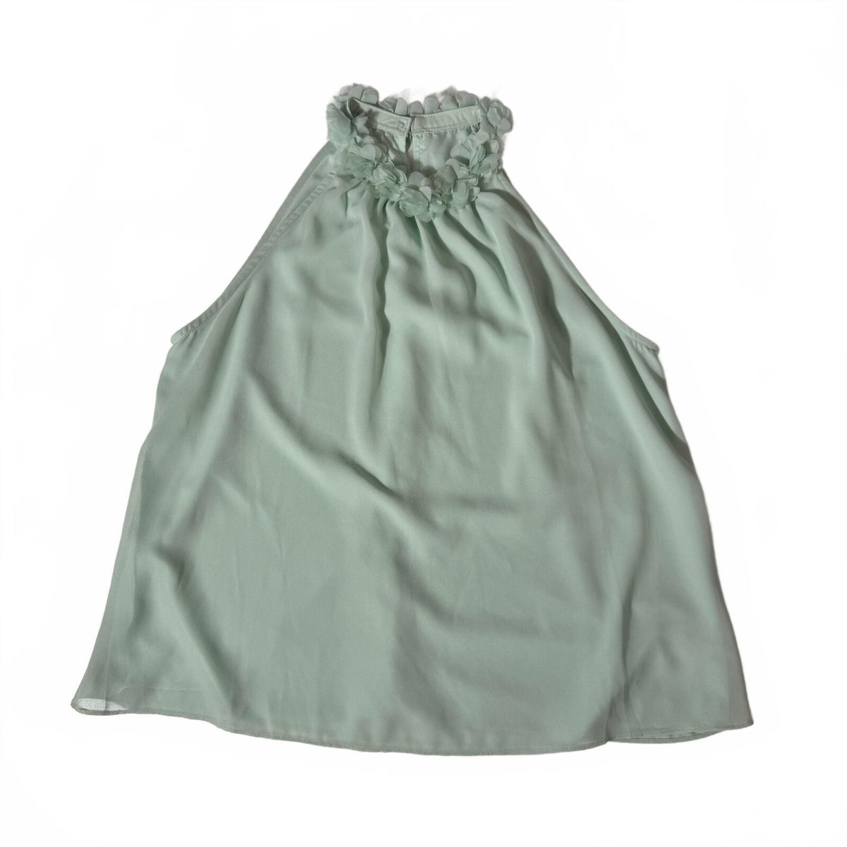 Lalavon Turquoise Mermaid Light Blue Frilly Floral Neckline Coquette Tank Top