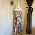 Y2K Rhinestone Embellished Pink Cristinalove Bohemian Chic Strapless Dress Sz L