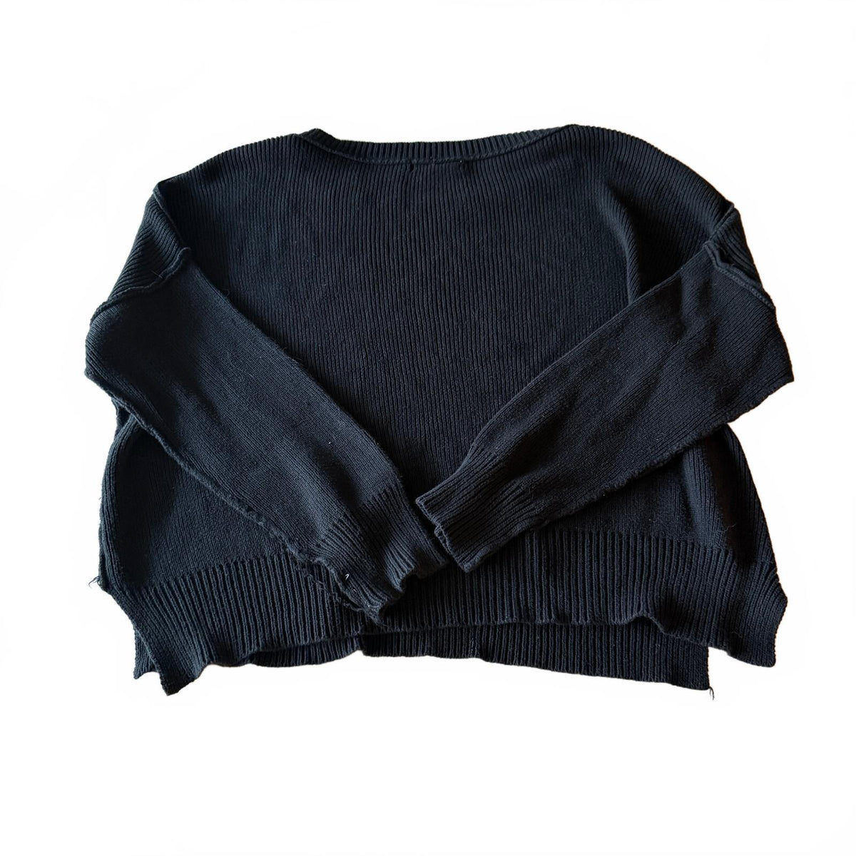 Miracle Black American Flag Knit Sweater Slouchy Cozy Sz S/M Americana Preppy