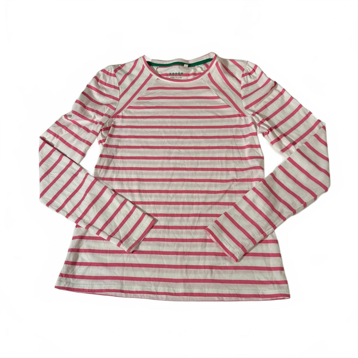Boden Long Sleeve Women's Striped Shirt Pink Coastal Fisherman Quiet Luxury Sz 6