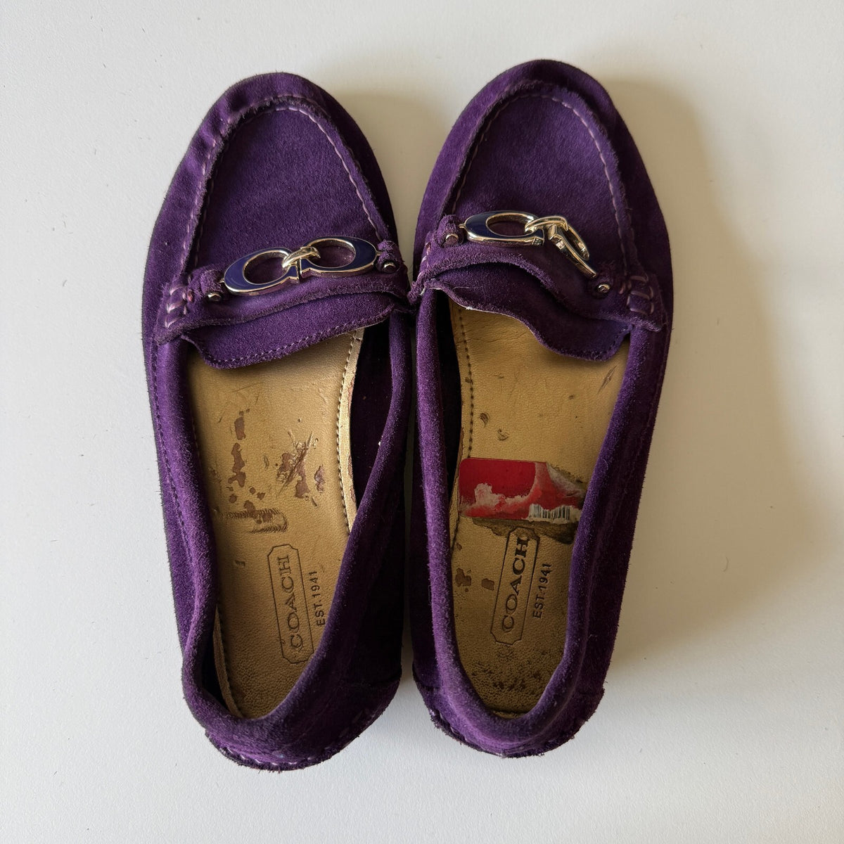 Coach Fortunata Purple Suede Turnlock Driving Loafers Moccasins Preppy Y2K Sz 5