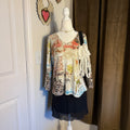 Chico's Y2K Love Peace Happiness Distressed Graphic V-Neck Top Size L 2000s