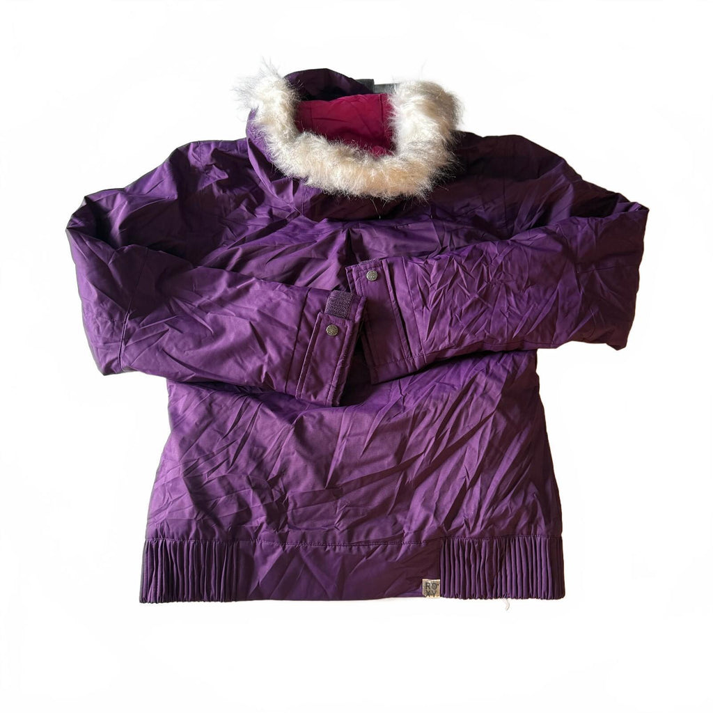 Roxy Purple 5K Faux Fur Hood Ski Jacket Winter X Games Tignes Patch Sz Medium