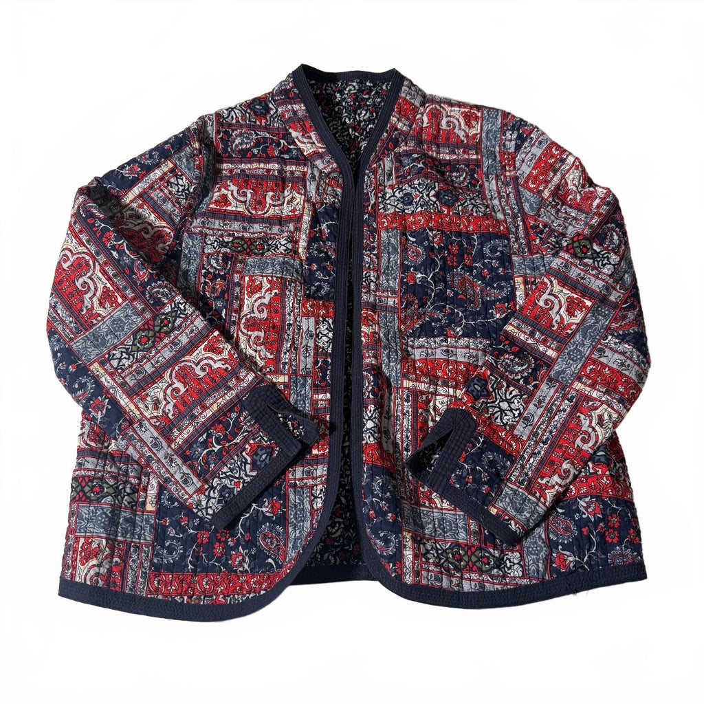 Marte Reversible Quilted Patchwork Pattern Jacket One Size 2-in-1 Boho Fall