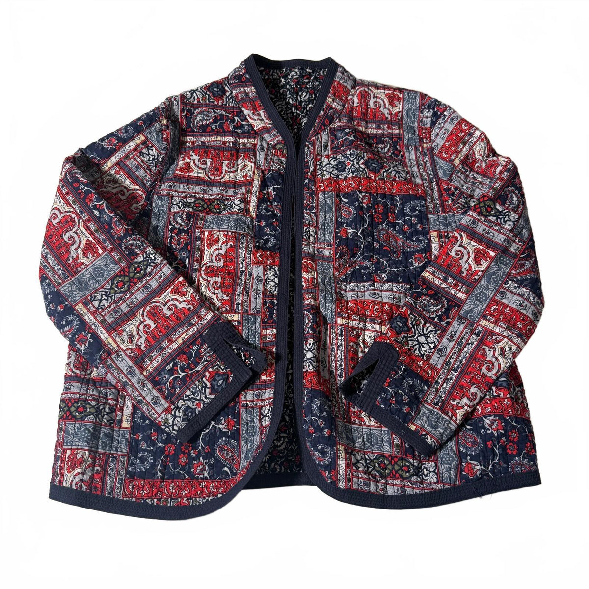 Marte Reversible Quilted Patchwork Pattern Jacket One Size 2-in-1 Boho Fall