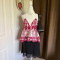 Funky People Women's Size Small Sequin Pink and White Halter Top 100% Cotton