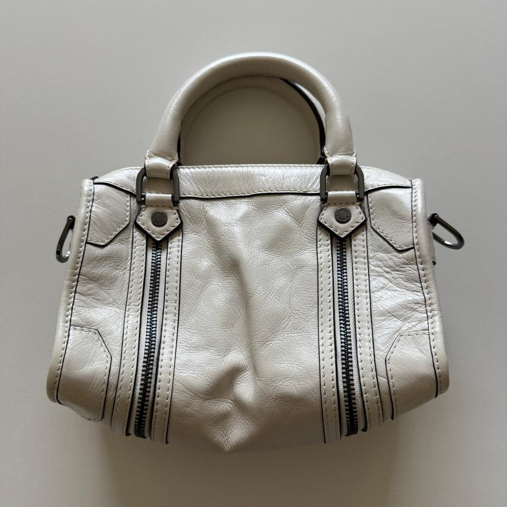 Zadig & Voltaire Sunny XS White Leather Handbag with Double Zipper Detail