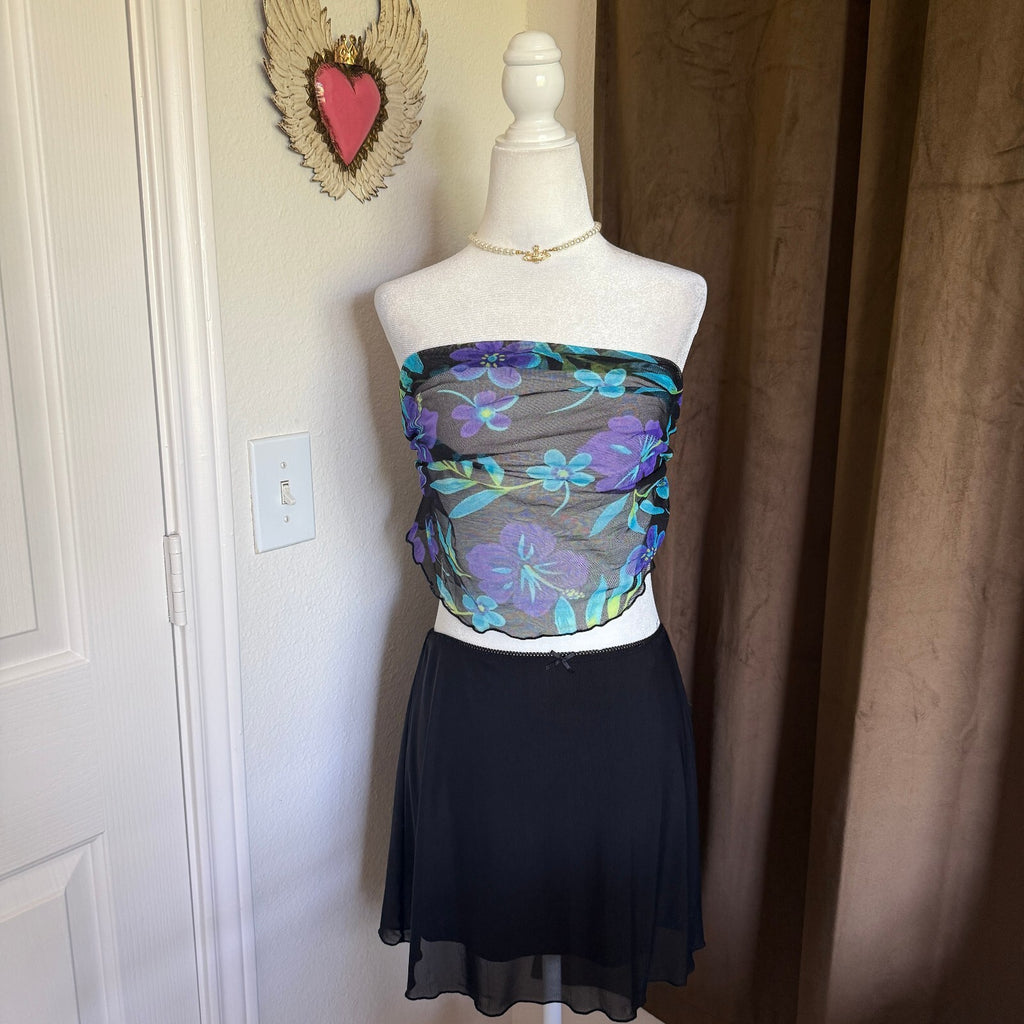 Vintage Catalina Sarong Scarf Wrap Floral Summer Layering Ruffled Hem