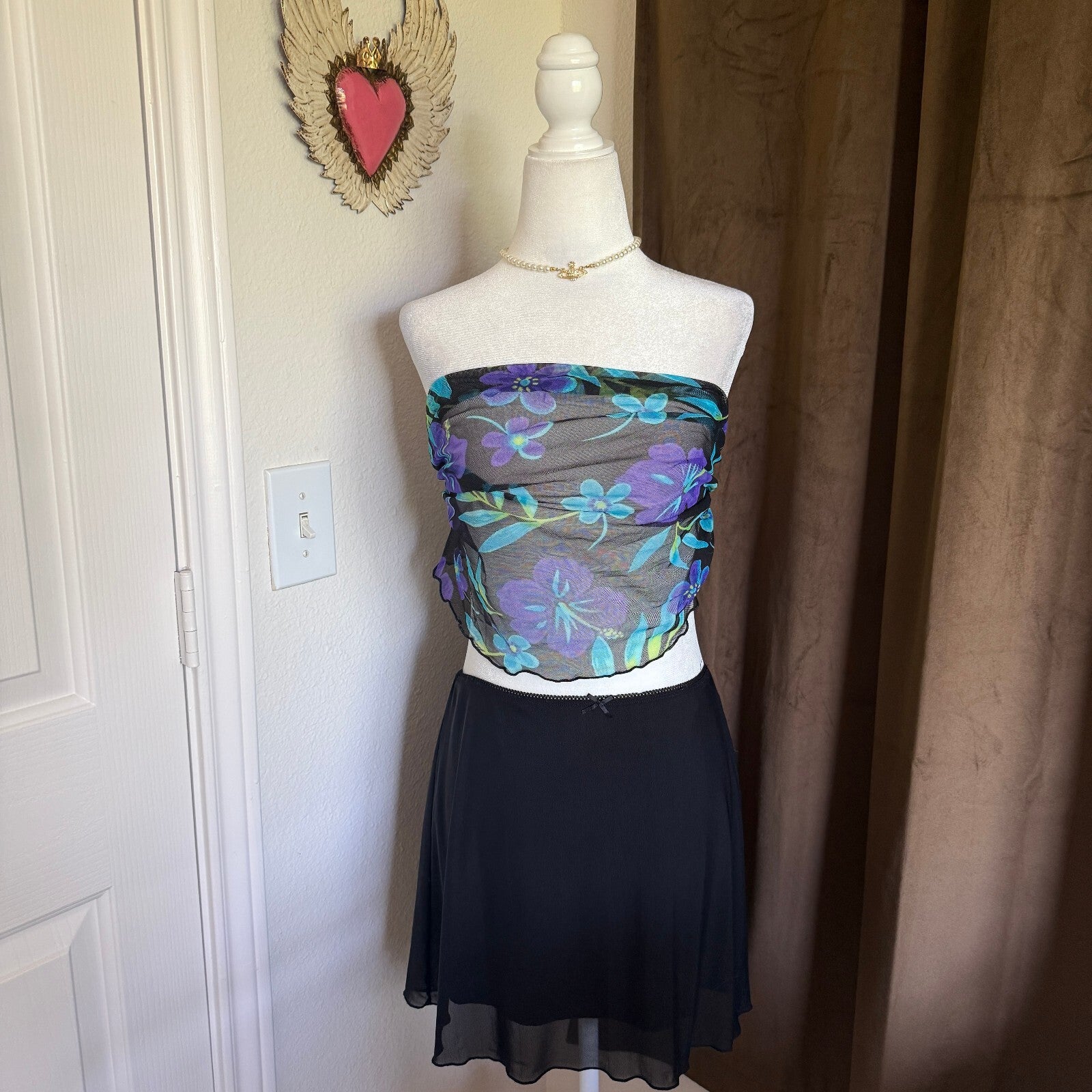 Vintage Catalina Sarong Scarf Wrap Floral Summer Layering Ruffled Hem