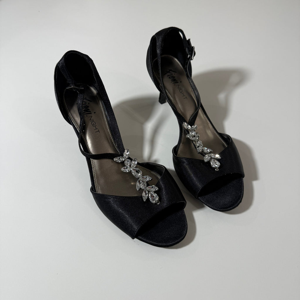Fioni Bedazzled Women's Strappy Heels Sateen Finish Formal Elegant Girly