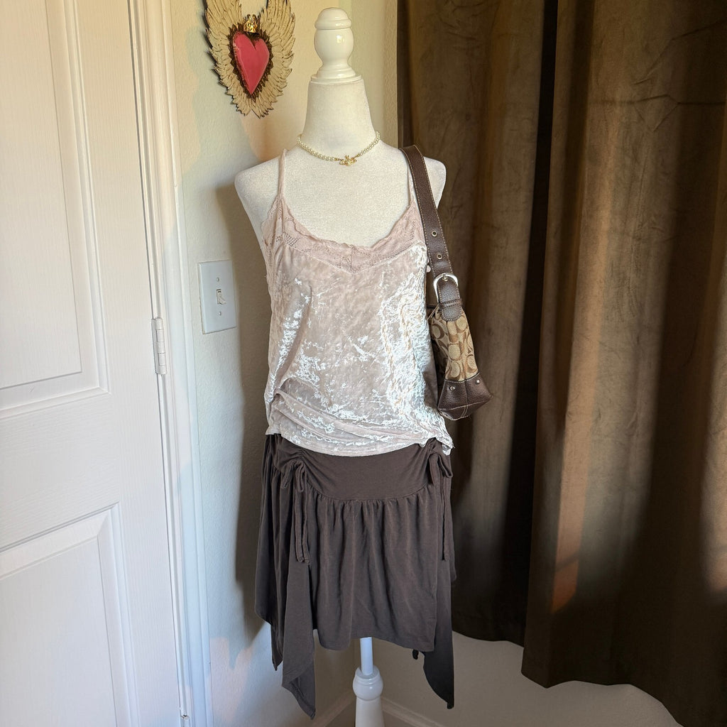 Danskin Medium Rose Pink Crushed Velvet Tank Top Ballerina Bella Swan Coquette