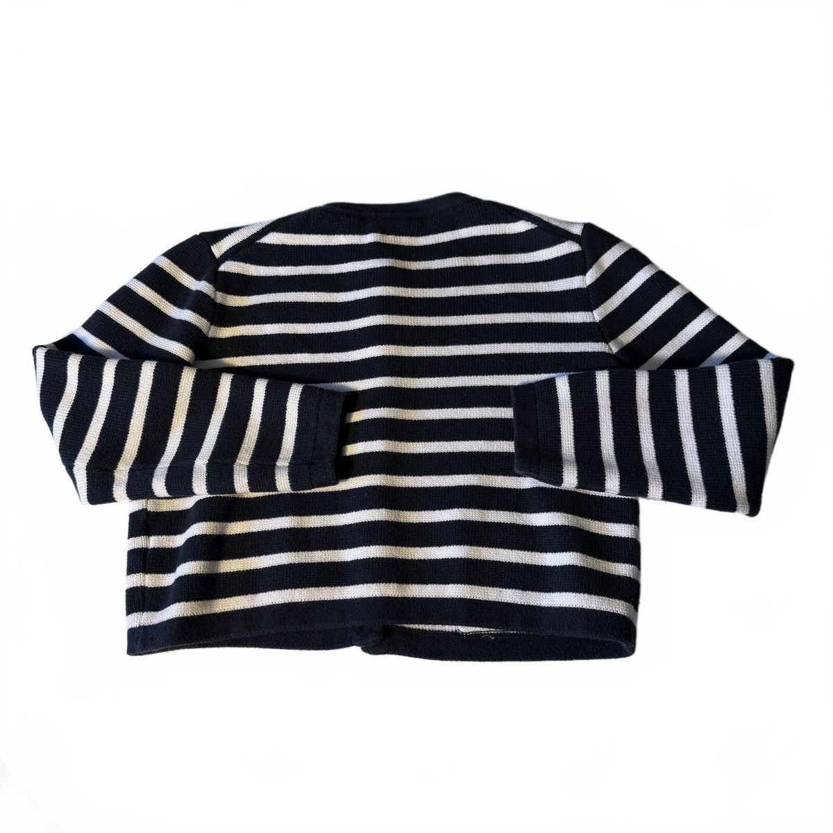 J. Crew Emile Sweater Lady Jacket Cardigan Black Stripe Gold Buttons Preppy Sz S