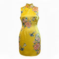 Yellow Asian Inspired Sleeveless Mini Dress Size M Spring Vacation Dress