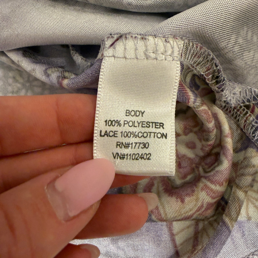 Y2K Early 2000s Xhilaration Floral Detail Lace Trim Whimsy Purple Camisole Top