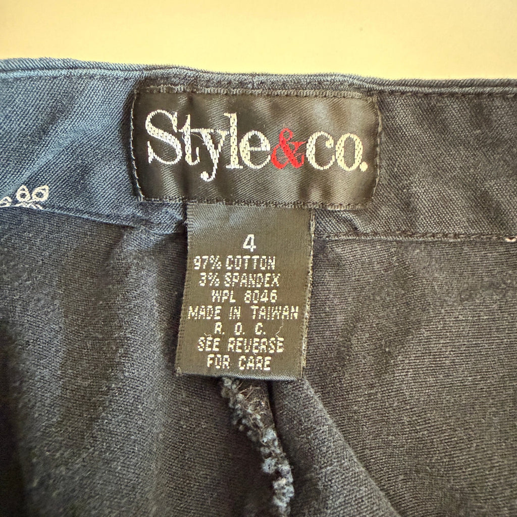 Y2K Style & Co Cotton Black Floral Printed Trousers Women's Size 4