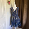 Maeve Anthropologie Navy Gold Polka Dot Fit Flare Dress Twee Balletcore Sz Small