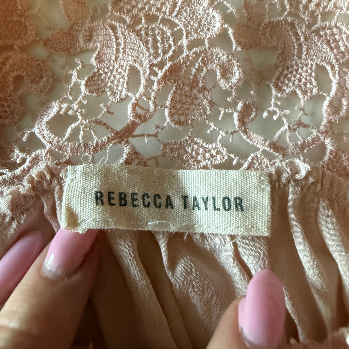 Rebecca Taylor Blush Silk Ruffle Lace Blouse Coquette Balletcore Girly Frilly