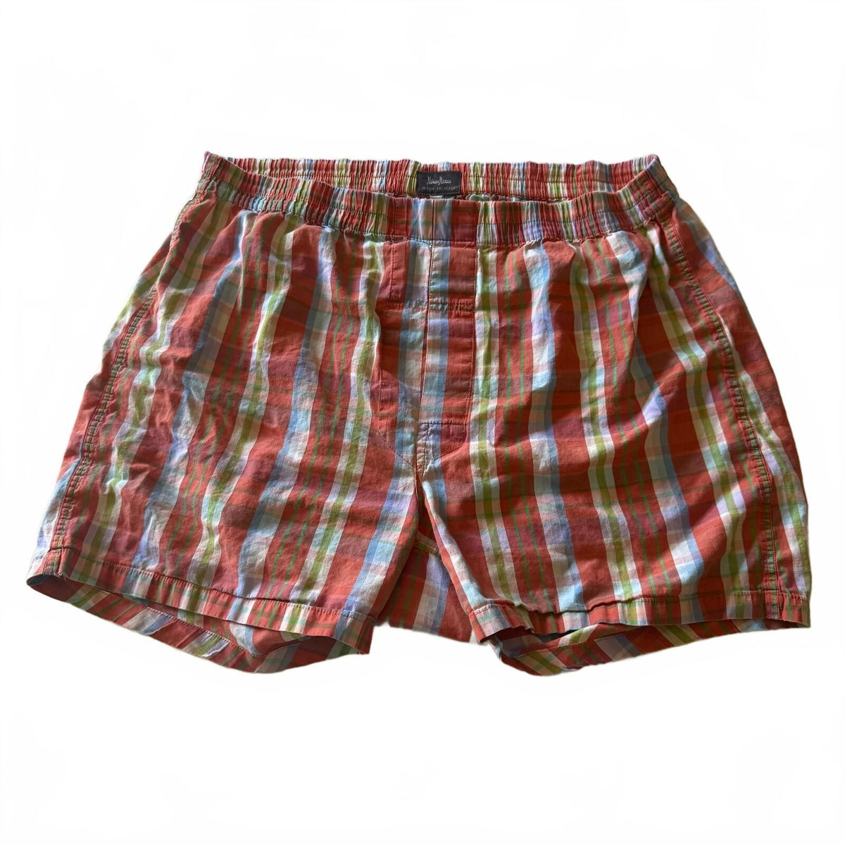 Vintage Neiman Marcus Men's Plaid Madras Shorts Made in Italy Preppy Euro Sz M