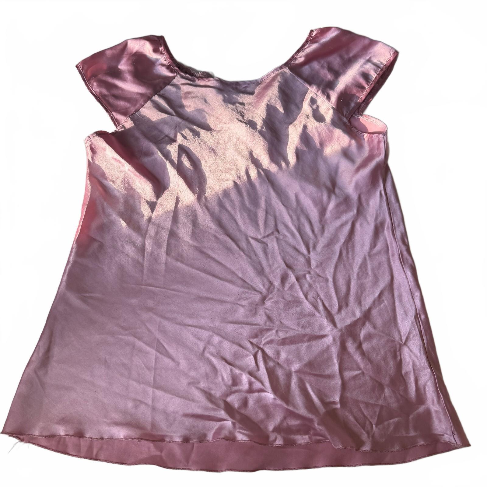 Women's Pink Satin Embroidered Cap Sleeve Blouse Size XXL